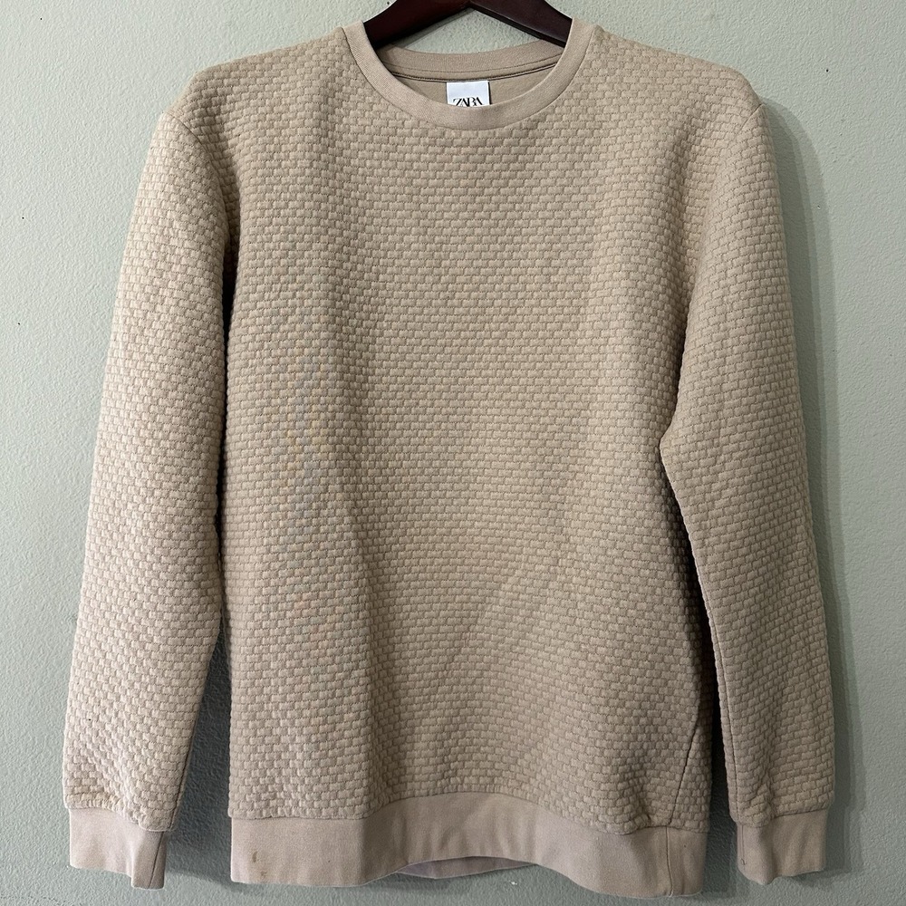ZARA Men's Crewneck Sweater‎ Tan Khaki Size US Small